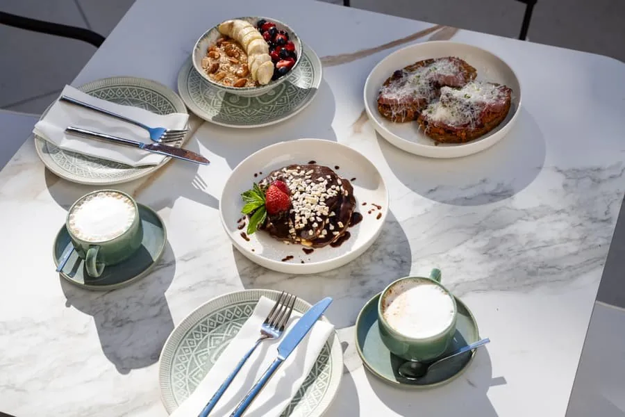 Brunch on a marble table