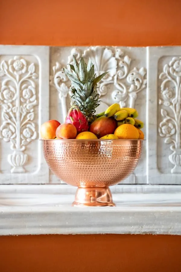 Fruit in a copper bowl