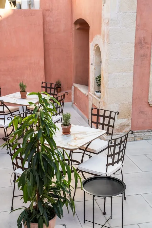 The green corner of the courtyard