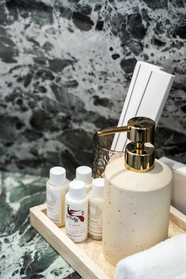 Care products on the marble