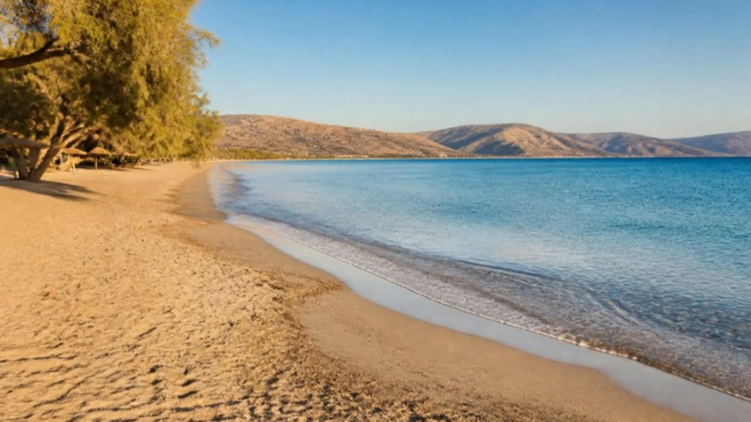 A sandy beach west of Heraklion in the late afternoon