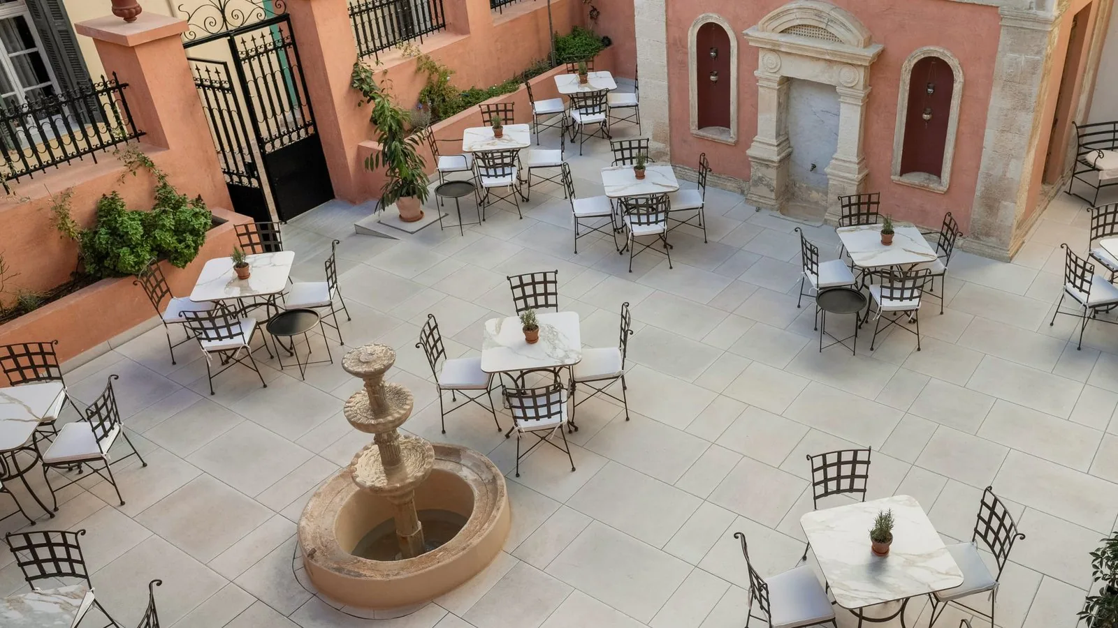 The courtyard of the mansion from above