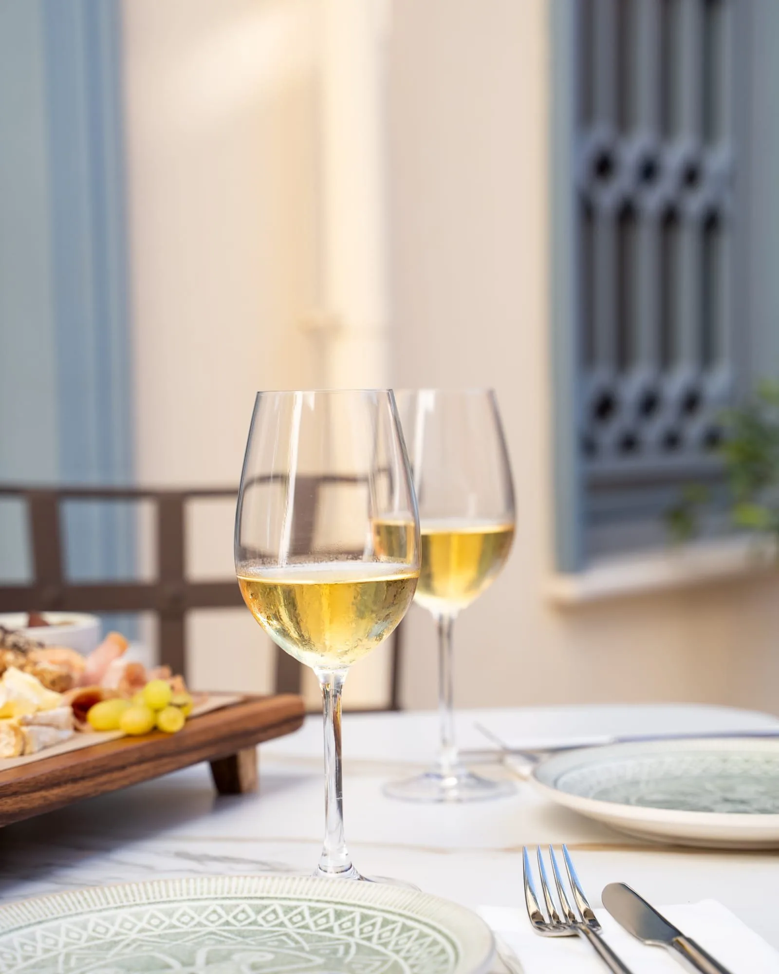 Two glasses of white wine